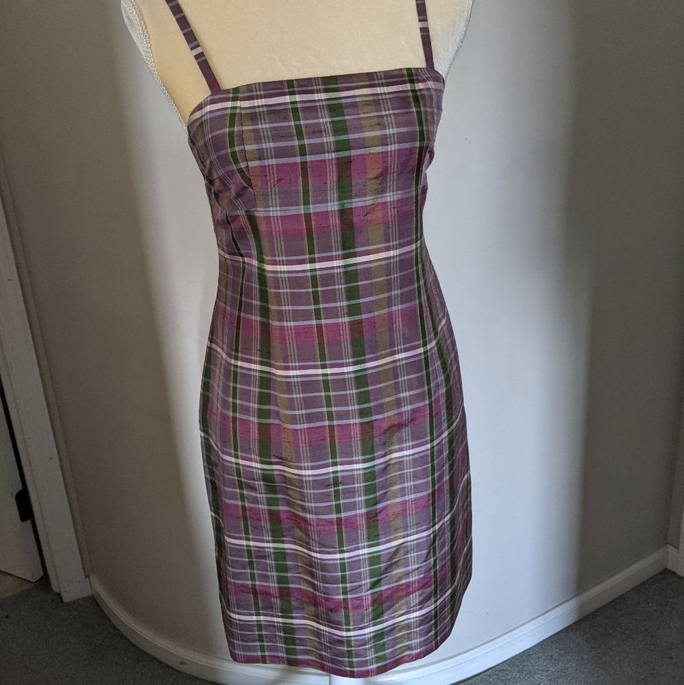 INC Silk Plaid Mini Dress